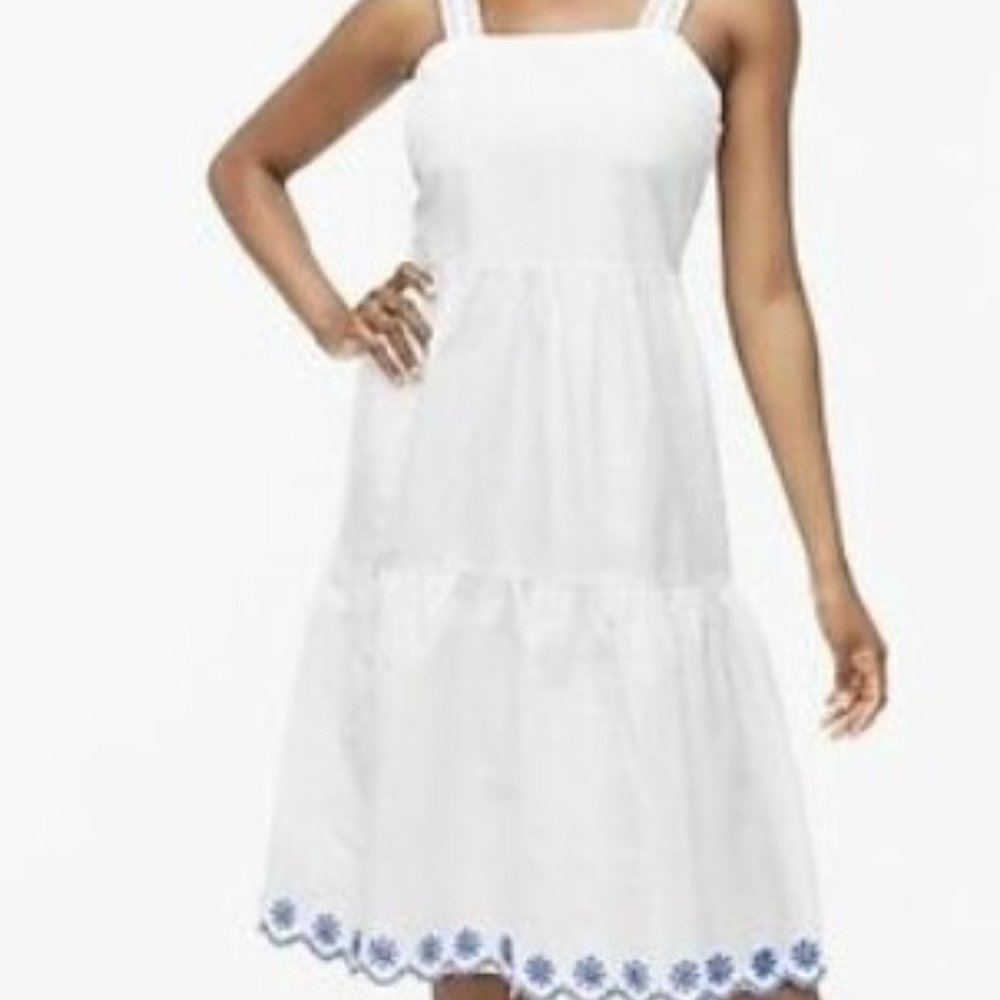 J Crew Embroidered Scalloped Blue Dress 16